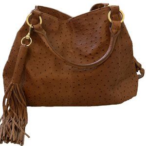 G.I.L.I. Leather Tote Tan Ostrich Handbag